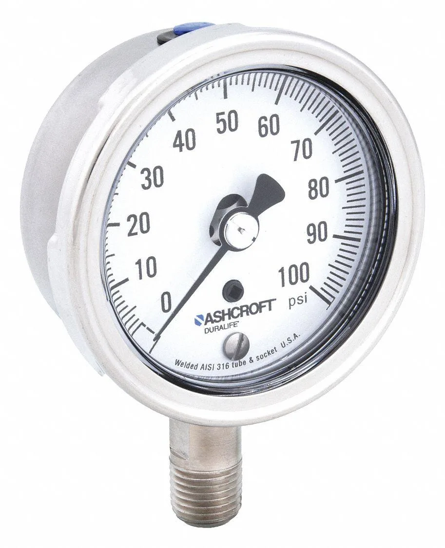 Ashcroft Ashcroft 251009SW02L100# Industrial Pressure Gauge 0-100 psi 2 1/2 in — product photo