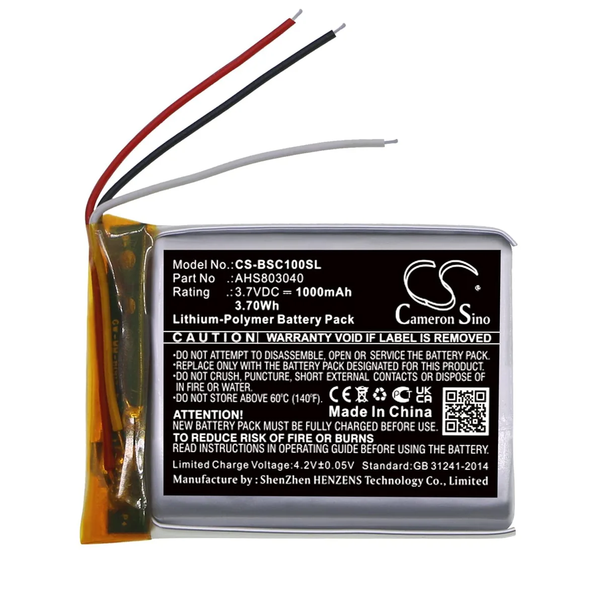  Cameron Sino Battery BOSE SoundWear Companion AHS803040 1000mAh 3.7V — product photo