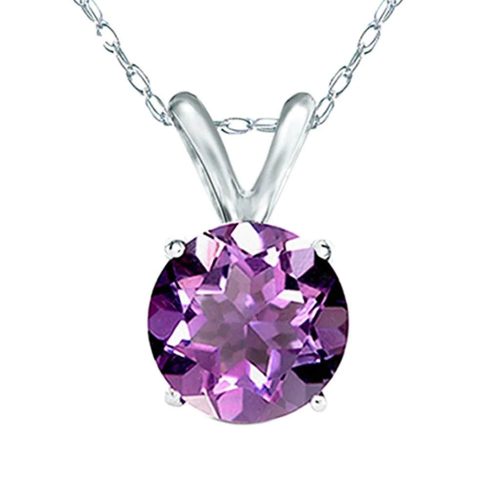 Mabella Fashion Mabella Fashion 14K Solid White Gold Square Cut Rabbit Amethyst Pendant Necklace 18 in — product photo