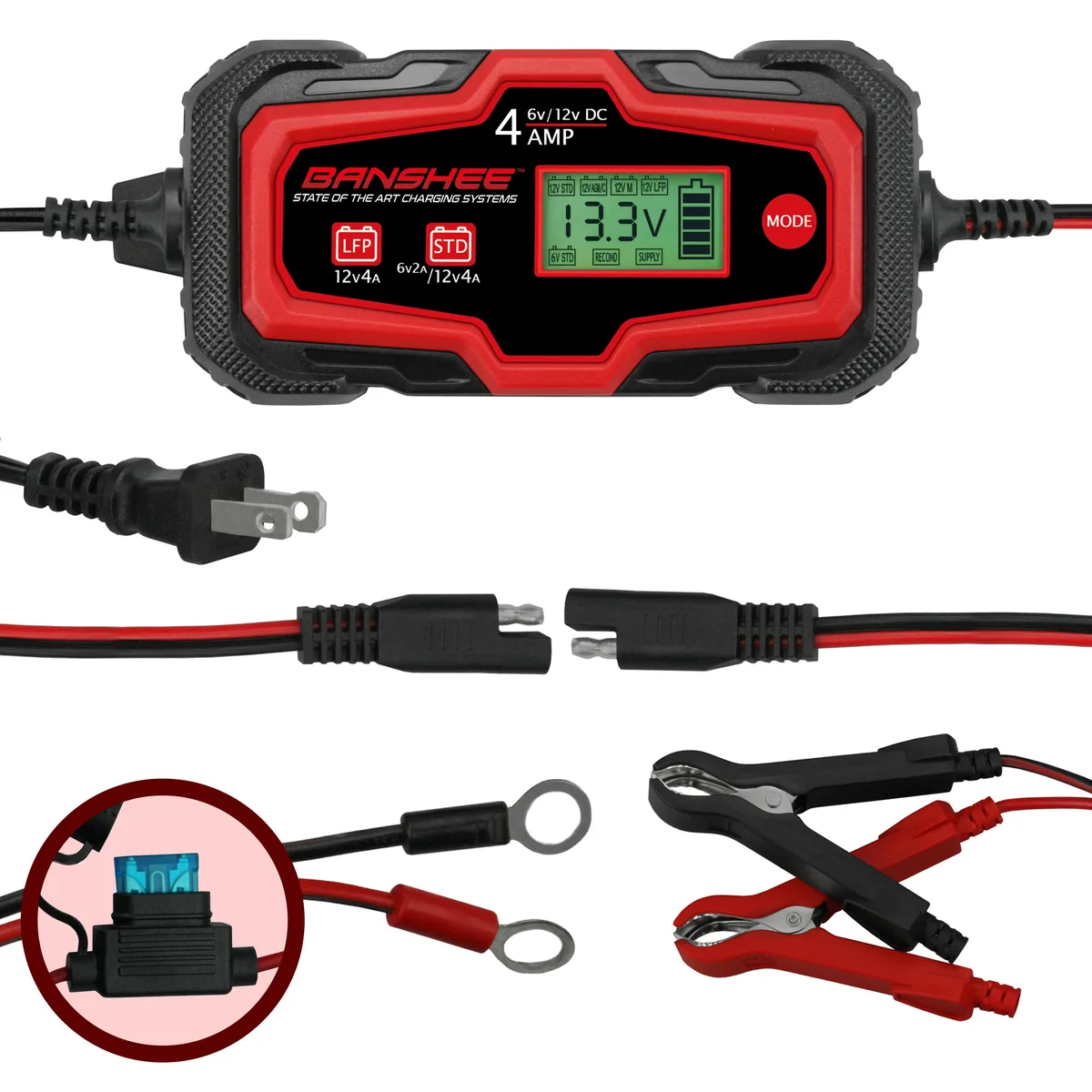 BatteryJack inc. BatteryJack inc. 4 Amp Banshee 6V 12V Smart Battery Charger IP65 — product photo