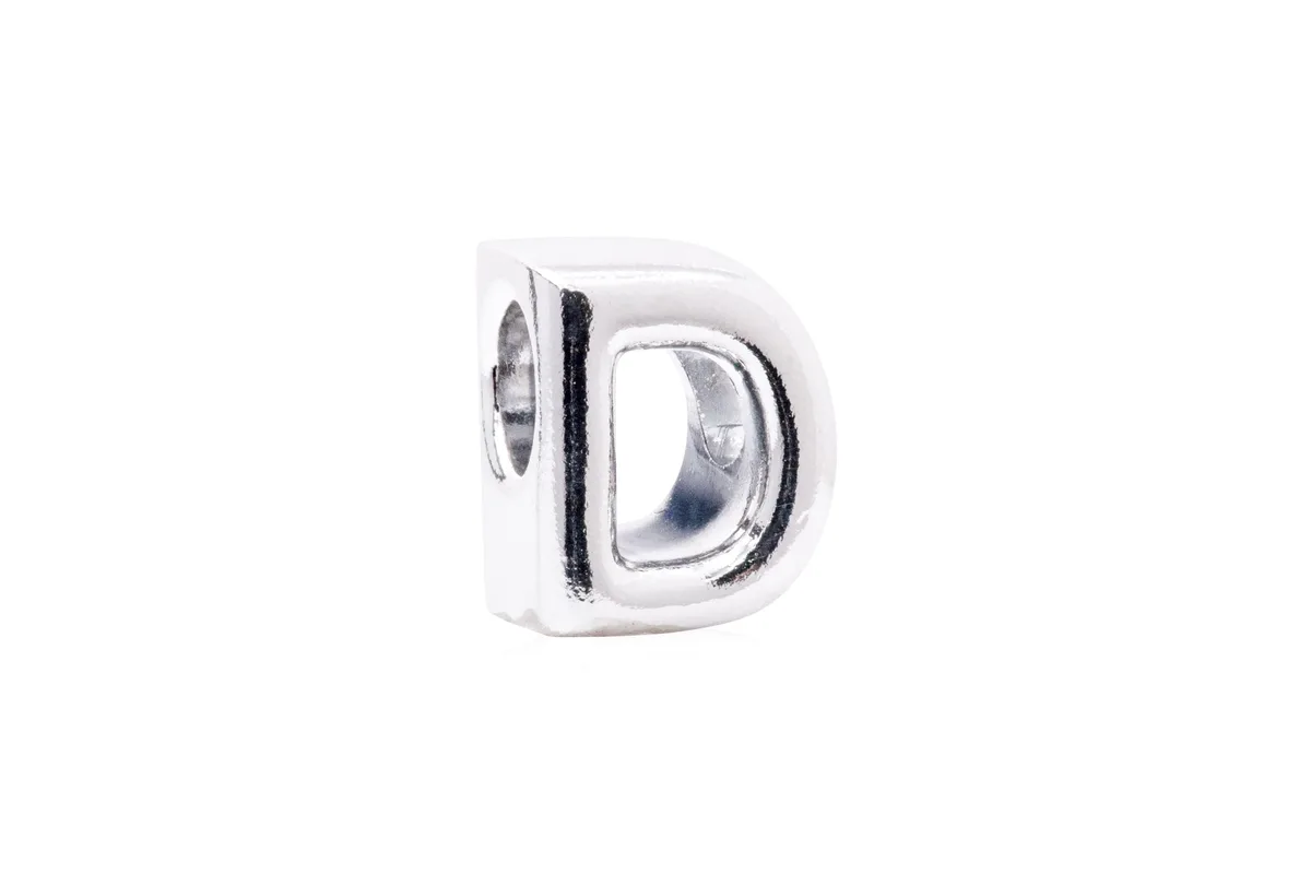 Sterling silver charm shaped as a capital letter D