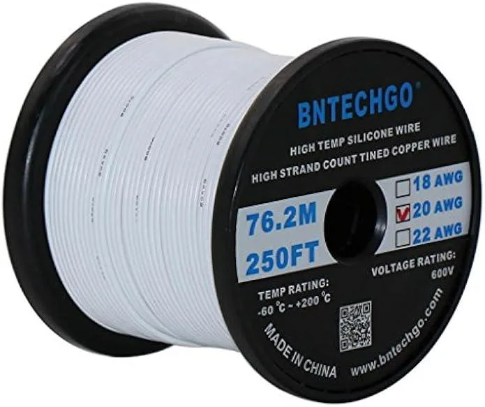 TAURKENAM TAURKENAM 20 AWG Silicone Wire 250 ft White Power Adapter — product photo