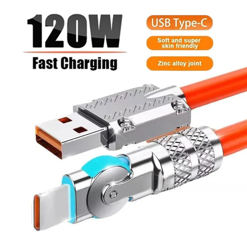 TelDaykemei TelDaykemei 120W 6A USB-C to Type-C Cable 180° Rotation Orange 1.5m — product photo