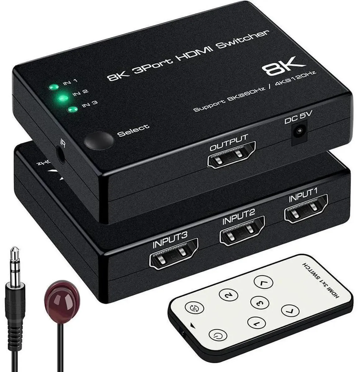 SMUGDESK SMUGDESK 3x1 HDMI 2.1 Switch 48Gbps 8K60 4K120 IR Remote — product photo