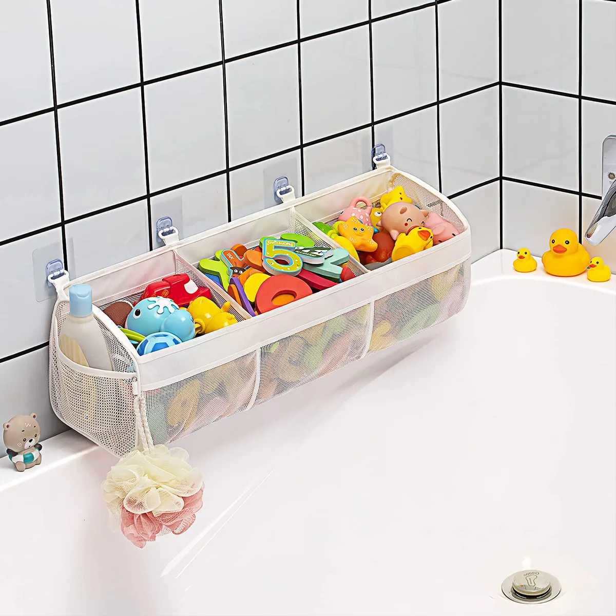 Austion 3 Compartment Bath Toy Organizer — product photo