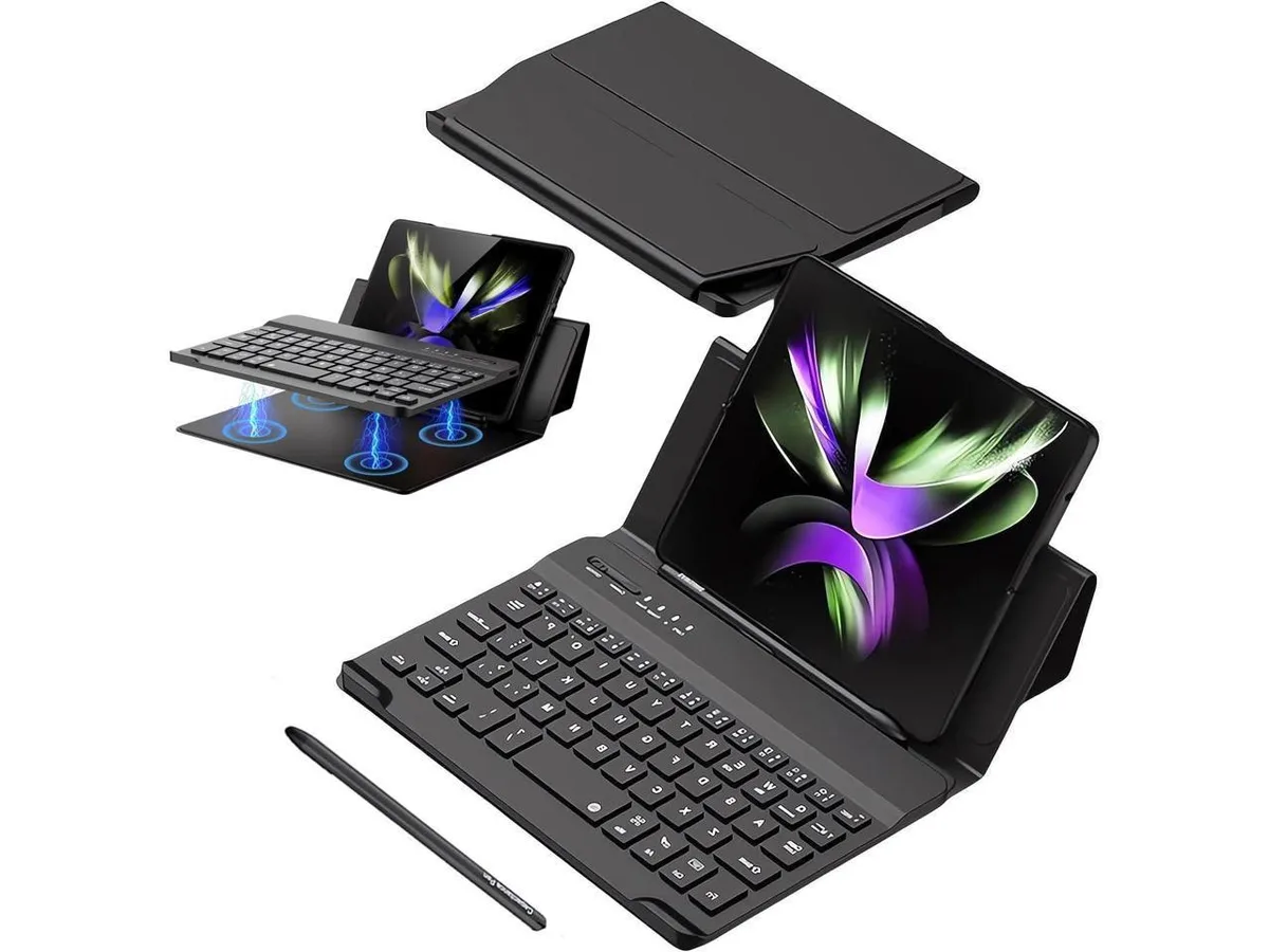 BONAEVER BONAEVER Wireless Bluetooth Keyboard Flip Leather Case for Z Fold 5/4/3/2, Pixel Fold — product photo