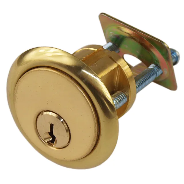 MAXTECH MAXTECH R116SC-03 Polished Brass US3 Rim Cylinder Door Lock SC1 1-3/8"-2-1/4 — product photo