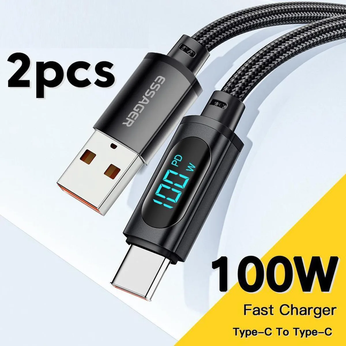Aomoproing Aomoproing 100W USB A to USB C cable with display 3.3ft black — product photo