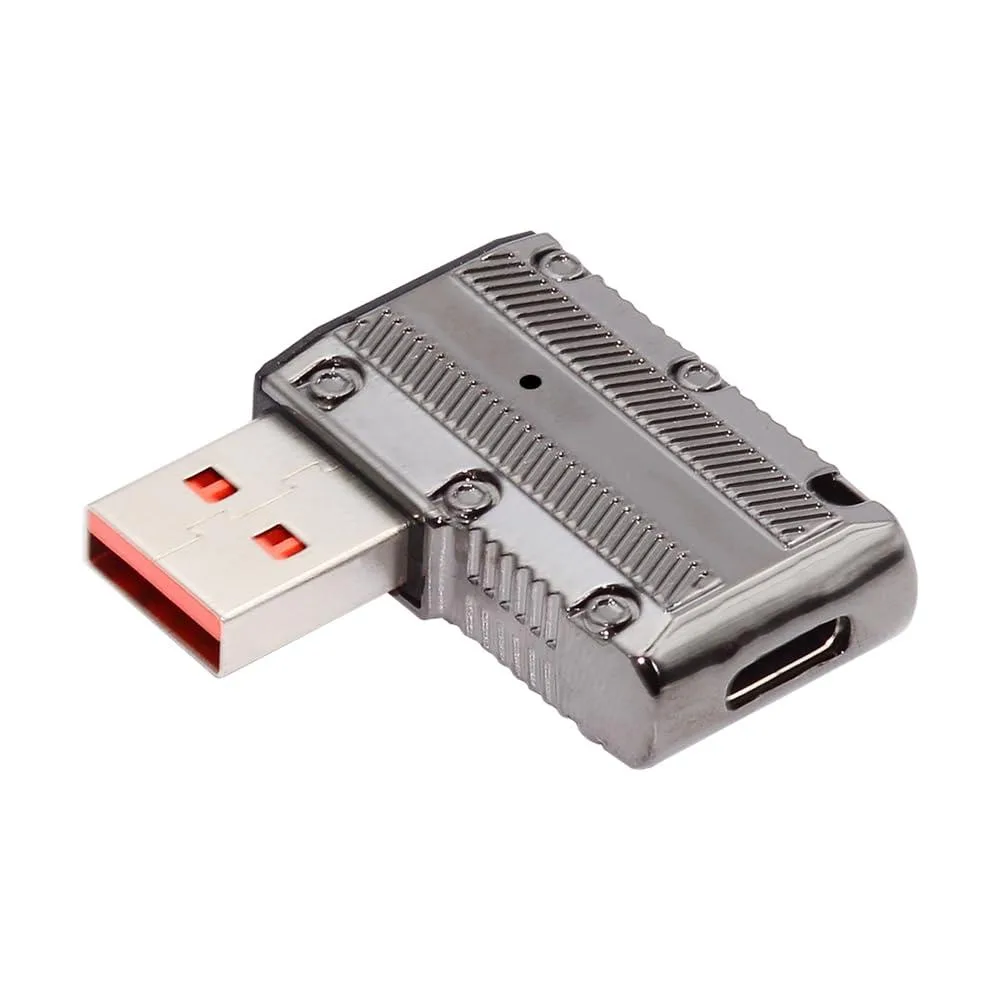 Fervit Fervit USB-C 3.1 Female to USB-A 3.0 Male 90° 10Gbps 120W Mecha Cyberpunk power adapter — product photo