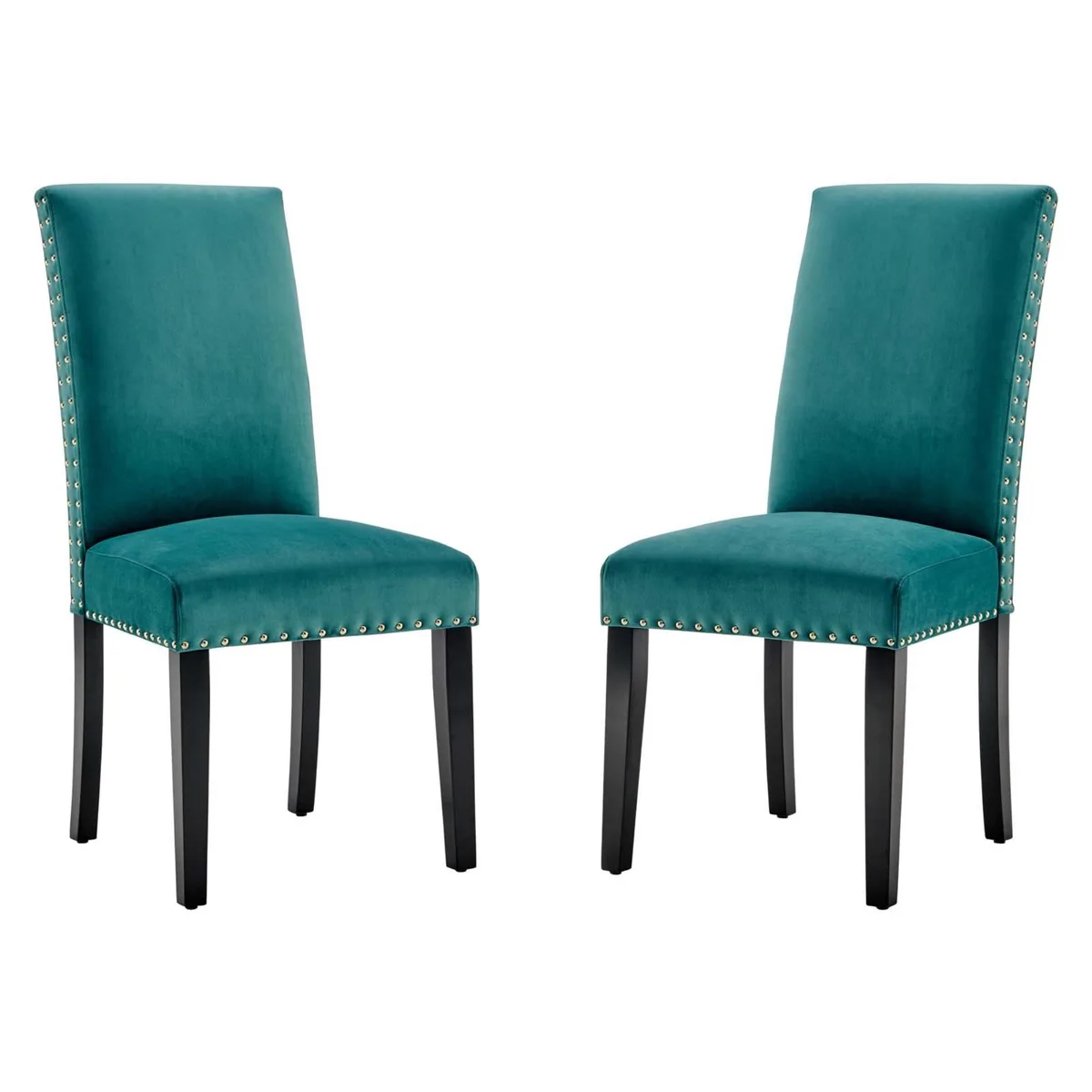 LexMod LexMod Parcel Performance Velvet Dining Side Chairs Set of 2 Teal — product photo