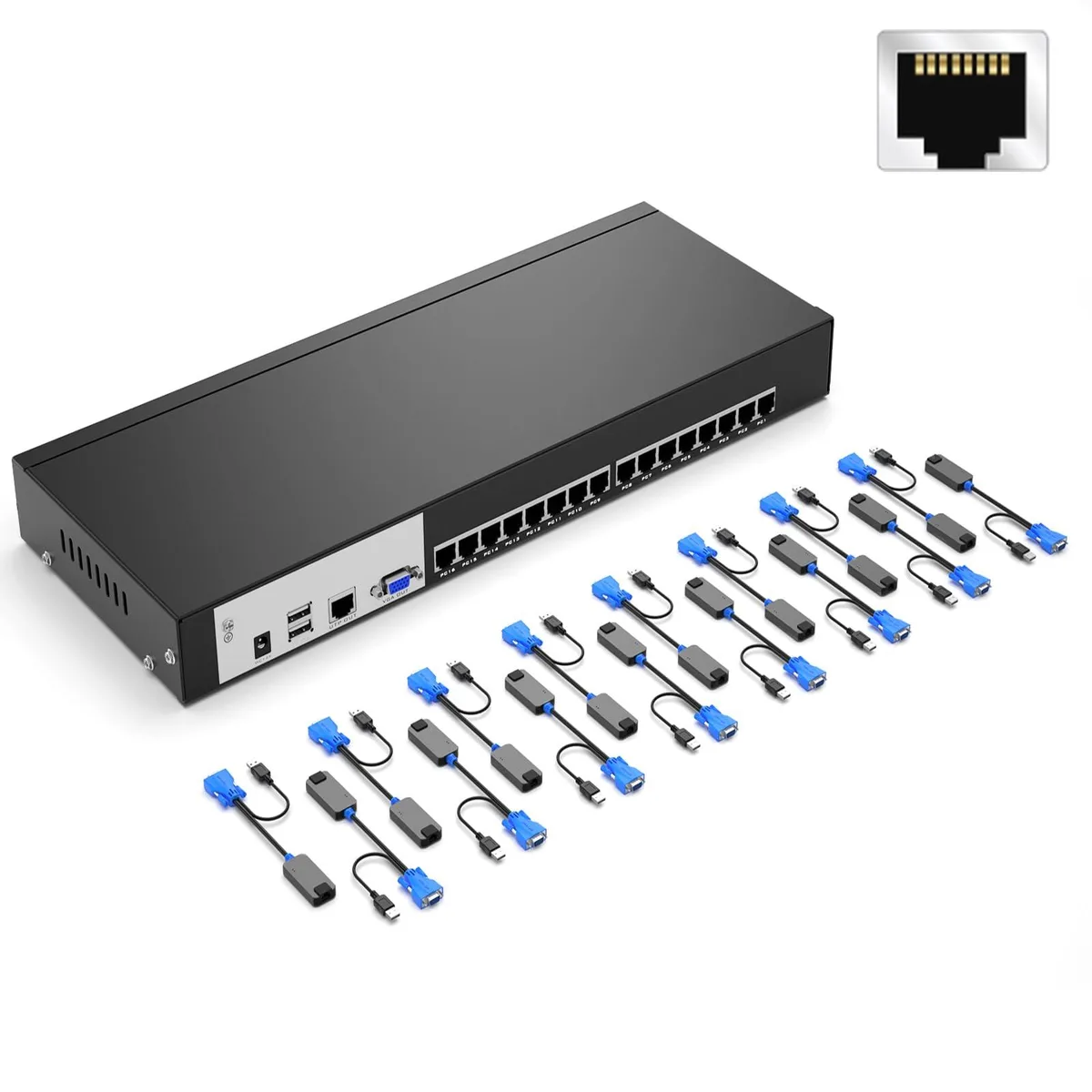 Vszerda Vszerda 9 16-Port CAT6 KVM Switch with 16 Dongles — product photo