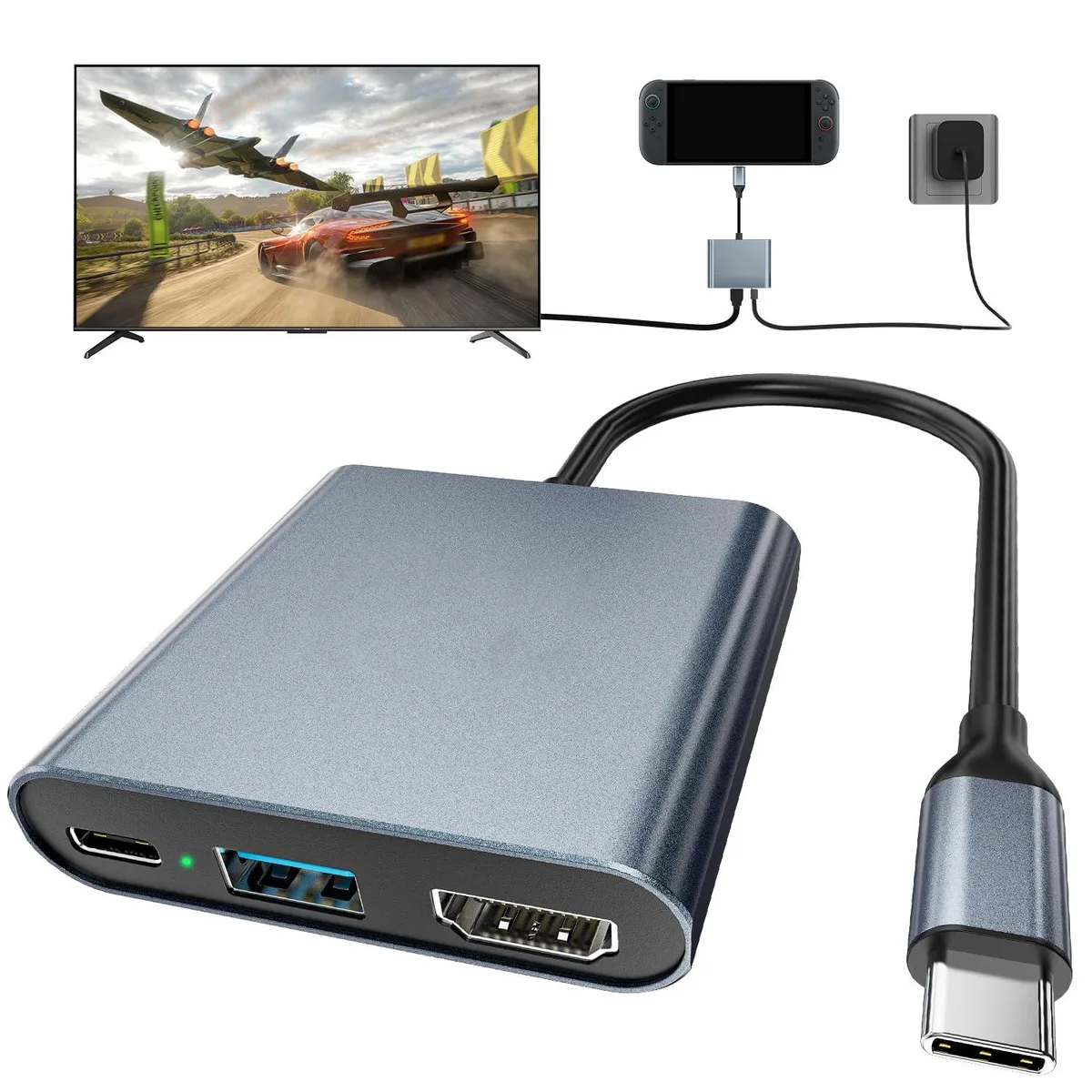 DGBOSEN USB-C Docking Station 4K 60-120Hz HDR 100W PD 1000M Ethernet 2×USB 3.0 Black — product photo