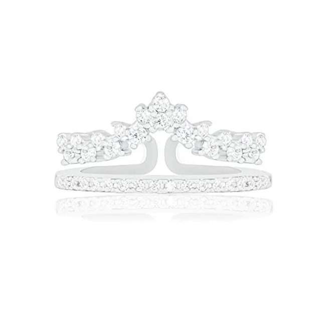 ORROUS &amp; CO ORROUS &amp; CO Princess Crown Tiara Enhancer Guard Double Ring 18k White Gold Cubic Zirconia Size 5 — product photo
