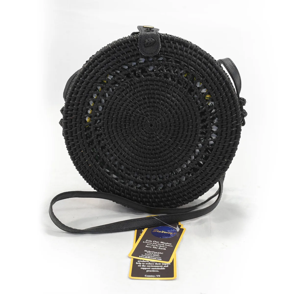 ShelterCast ShelterCast Boho Circle Round Rattan Bag Black Medium — product photo