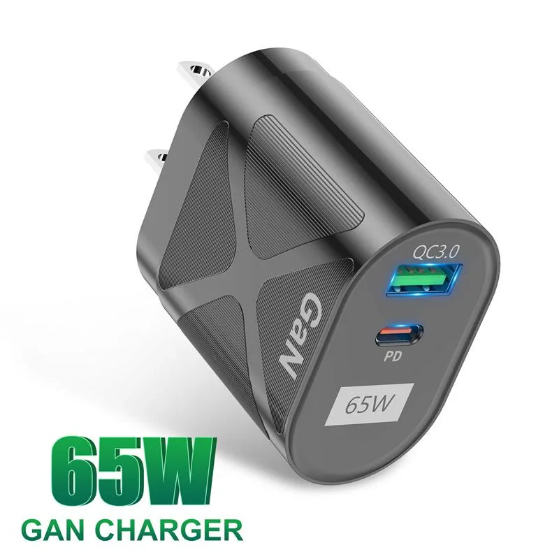 LUOM LUOM HCJTWIN65W 65W GaN Dual-Port USB-C Charger Black — product photo