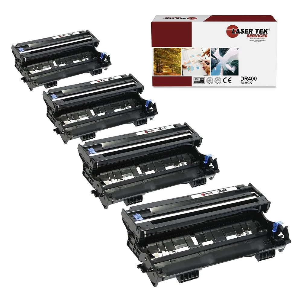 Four black drum units in rectangular cartridges