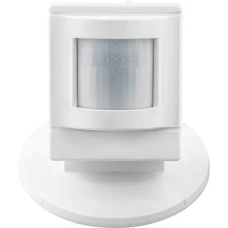 White ceiling or wall mount occupancy sensor with PIR lens, hard wired, 12 to 24V DC