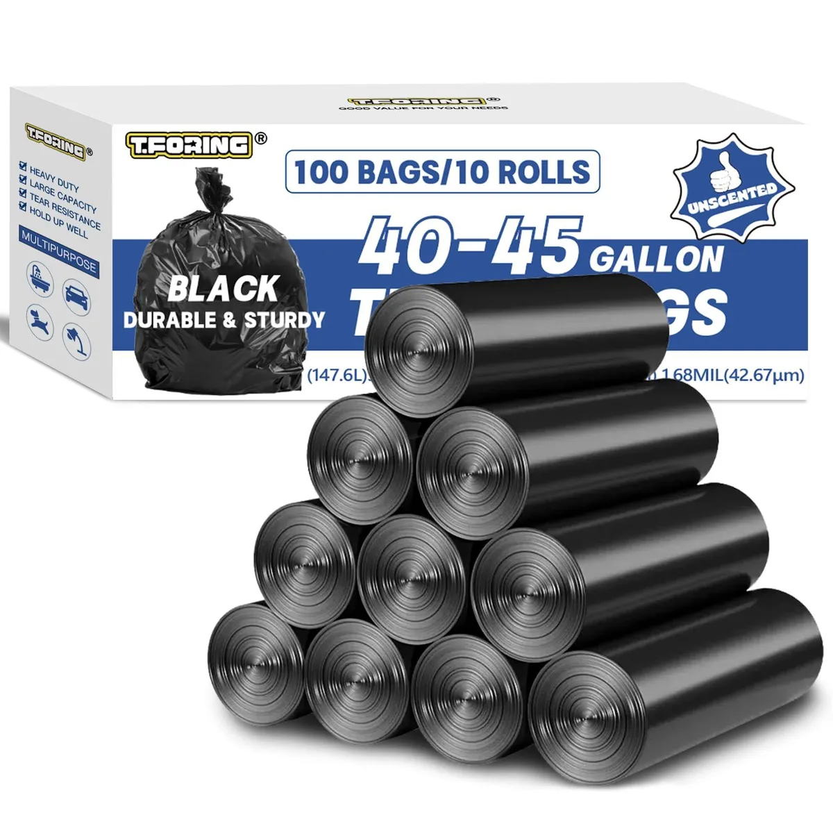 Baldwin 40-45 Gallon Trash Bags 1.6 Mil 39'' x 47'' 100 Count — product photo