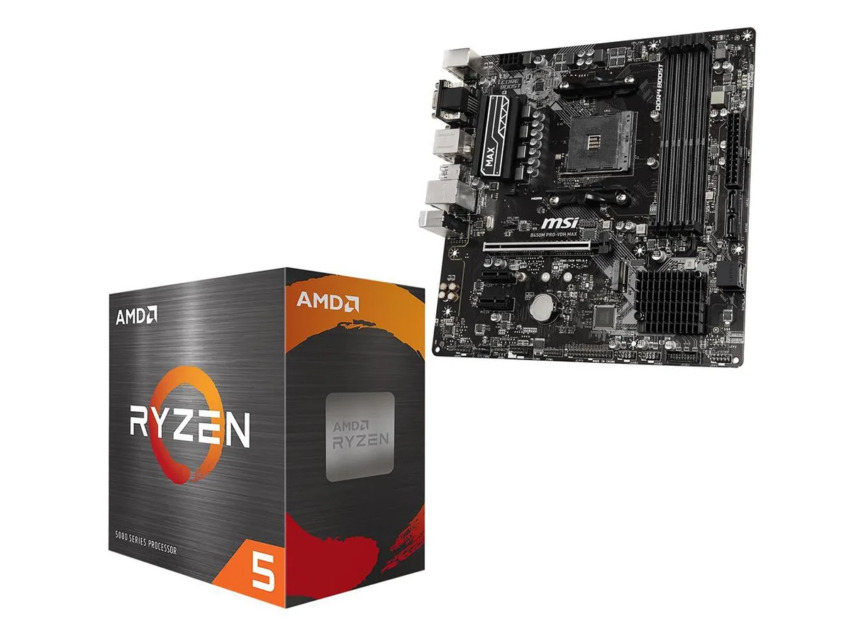 MSI MSI PRO B450M PRO-VDH MAX AMD motherboard Ryzen 5 5500 65W — product photo