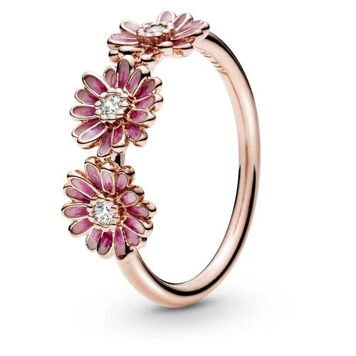 PANDORA PANDORA Pink Daisy Flower Trio Ring 14k rose gold-plated — product photo