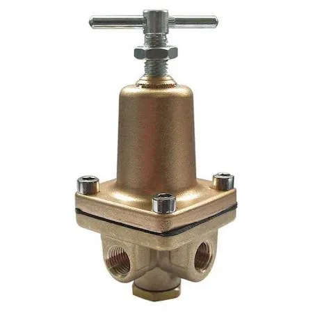 Brass pressure regulator, compact rectangular body, 300 psi rating