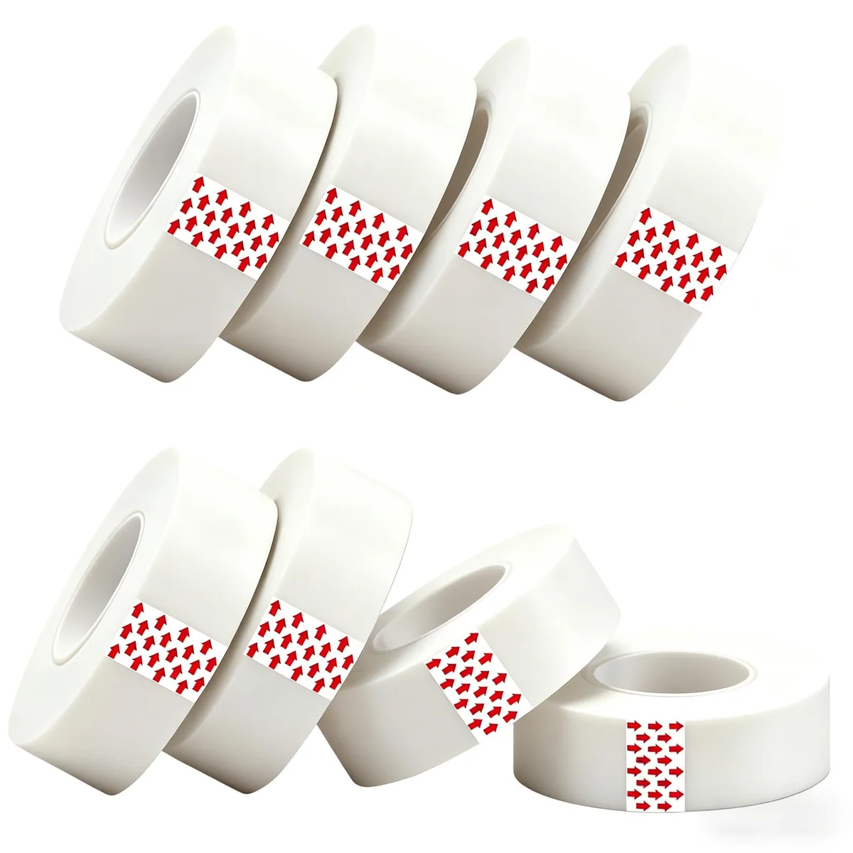 Eight clear matte-finish tape rolls on 1-inch cores