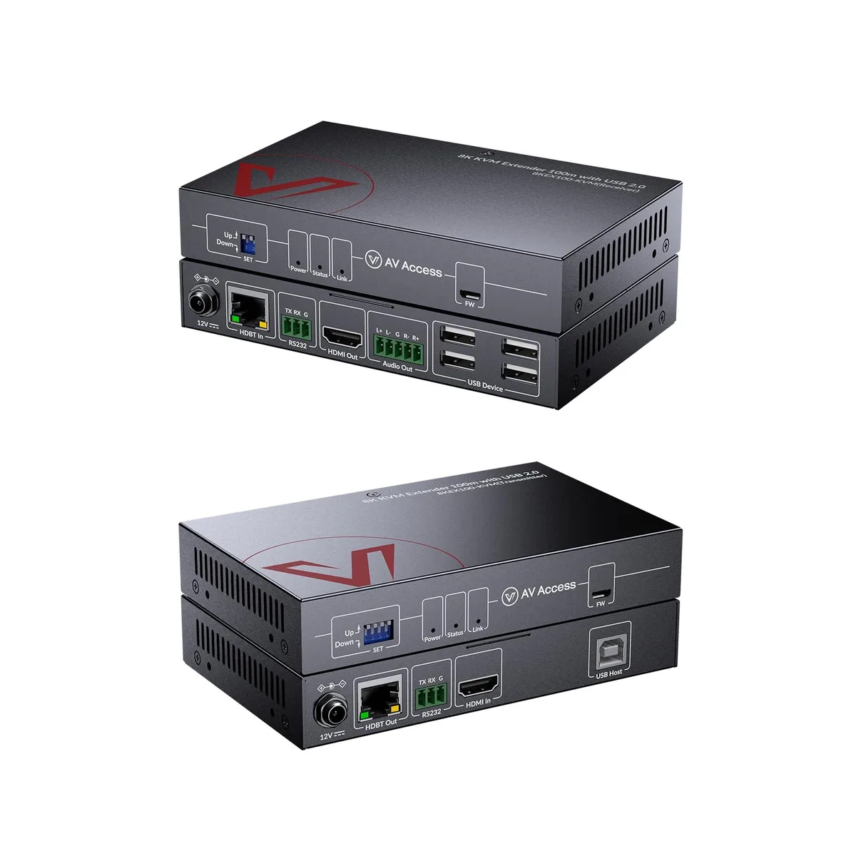 v AV Access AV Access 8KEX100-KVM 8K@60Hz 4:2:0 4K@120Hz 4 USB 2.0 100m HDBaseT 2.0 extender — product photo