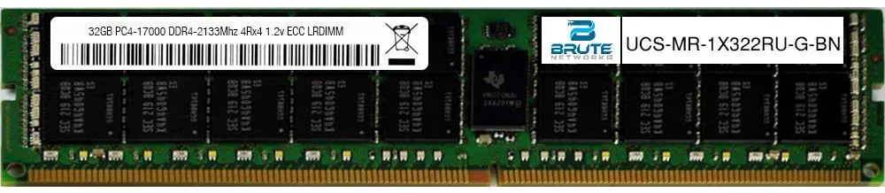Brute Networks Brute Networks 32GB DDR4 2133 ECC LRDIMM 4Rx4 CL15 UCS-MR-1X322RU-G-BN — product photo
