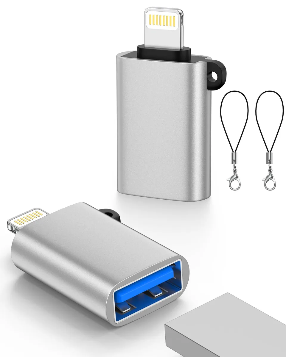 Lightning Male to USB Female Adapter 2-Pack White — product photo