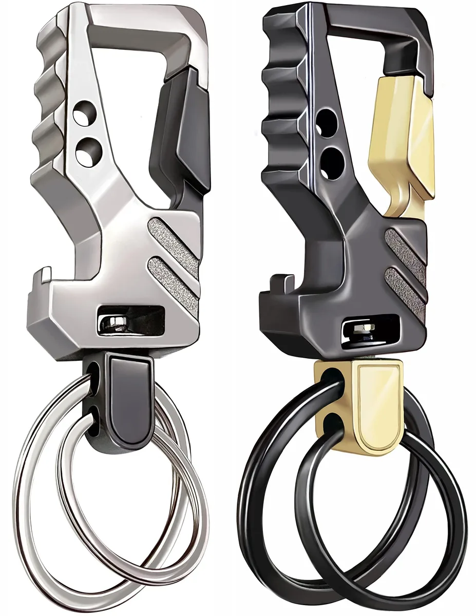  Viator Gear 2-Pack Keyholder Carabiner Bottle Opener Stainless Steel Black/Gold Silver/Black — product photo