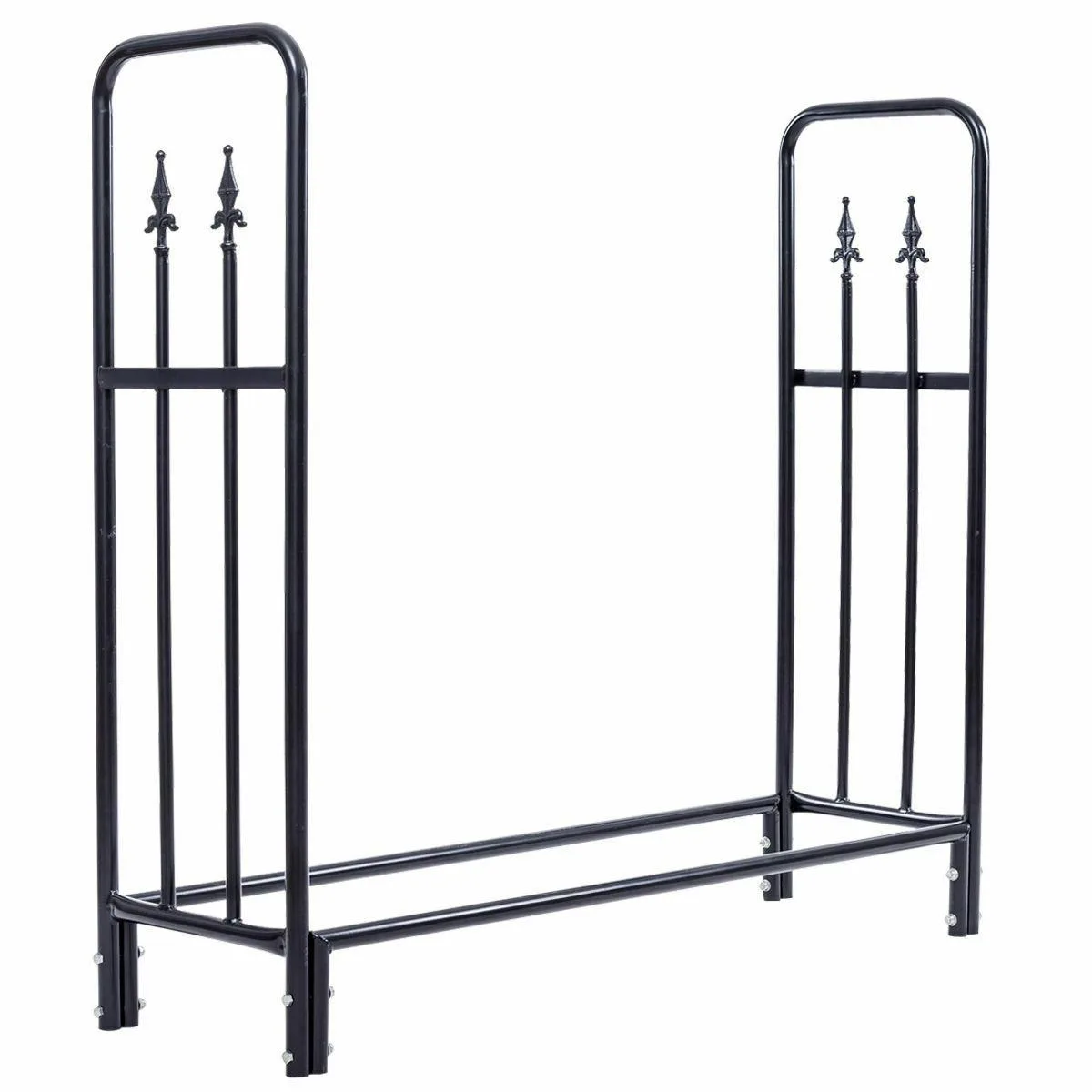 SlickBlue SlickBlue 4 ft Outdoor Steel Firewood Rack 47" x 14" x 44.2" Black — product photo