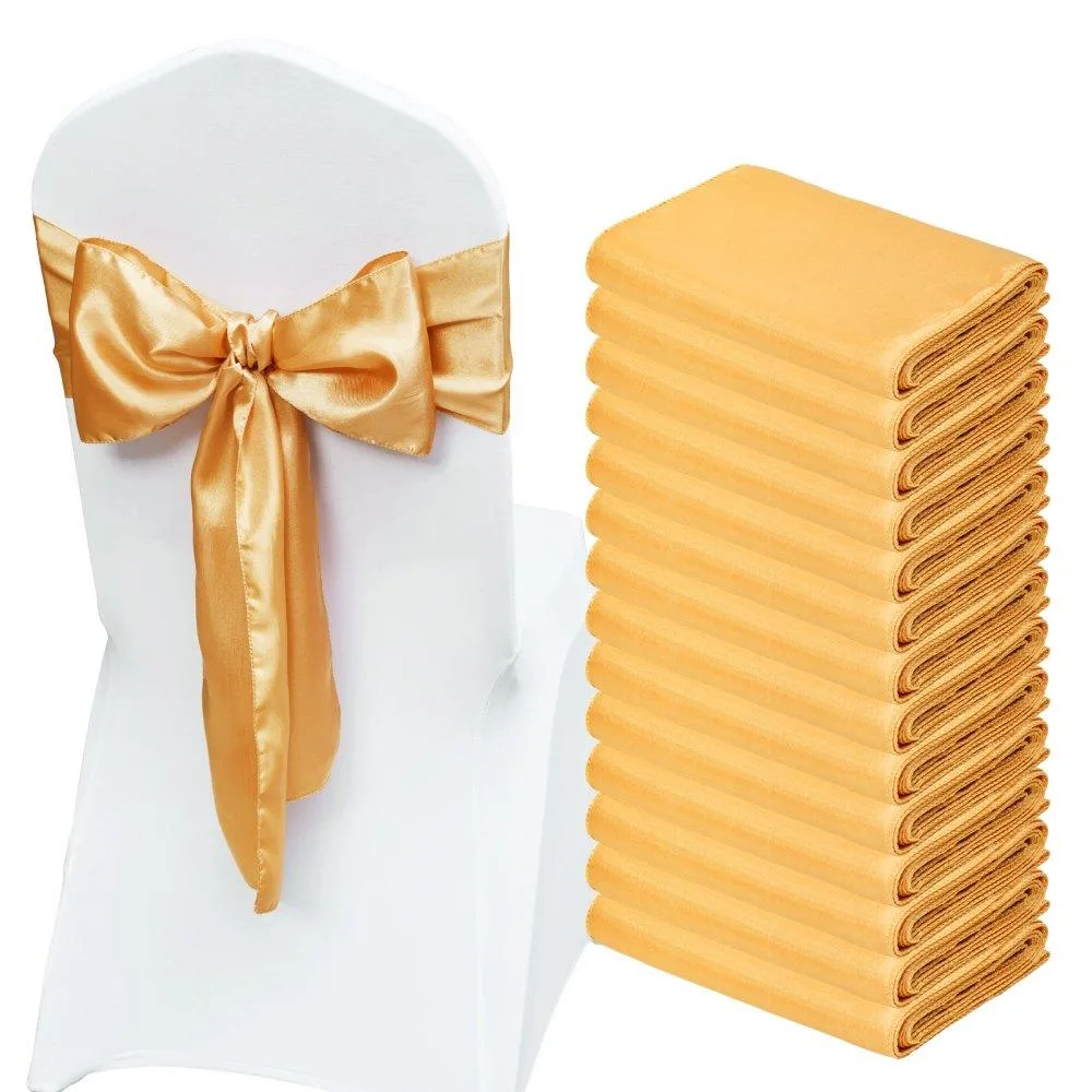 VEVOR VEVOR Satin Chair Sashes 50PCS Gold 7 x 108 inch — product photo