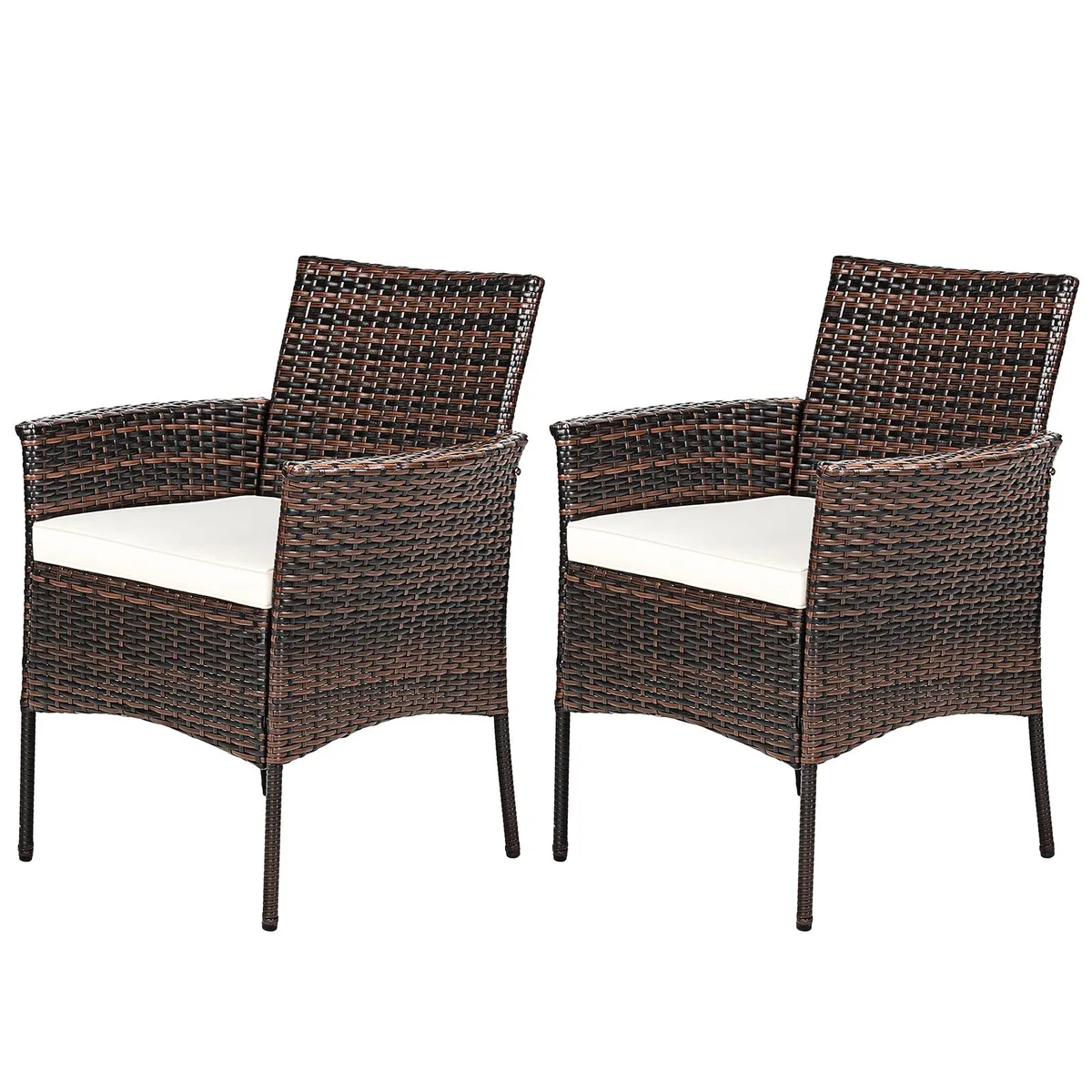 SlickBlue SlickBlue 2-Piece PE Rattan Armchairs White Mix Brown 25x23x33in — product photo