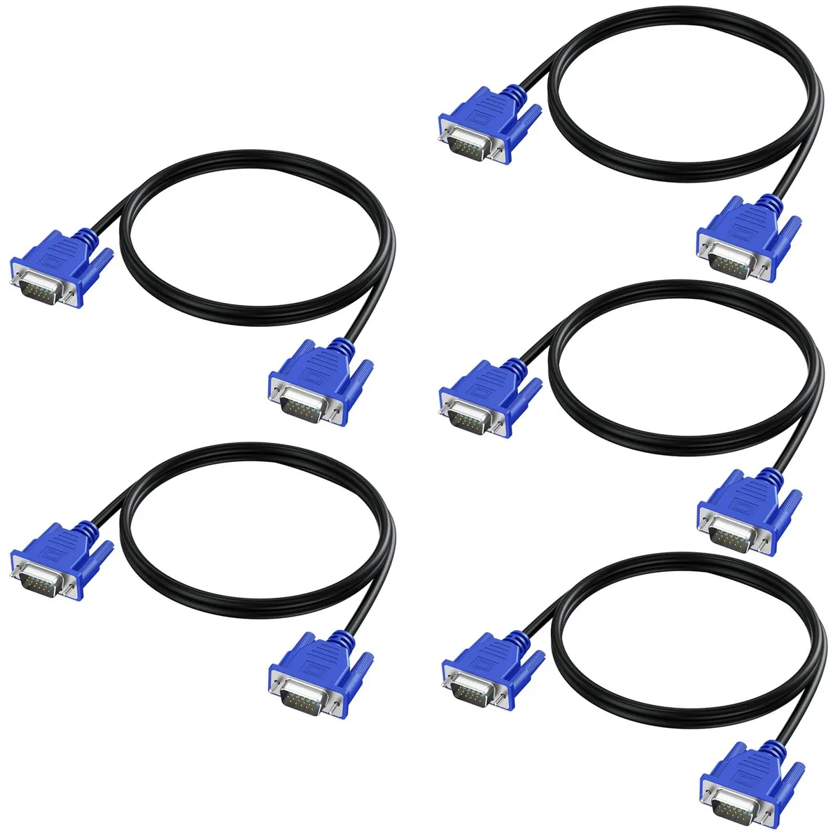 BUCIER BUCIER VGA Cable 3FT 15-Pin Male-to-Male 5-Pack — product photo