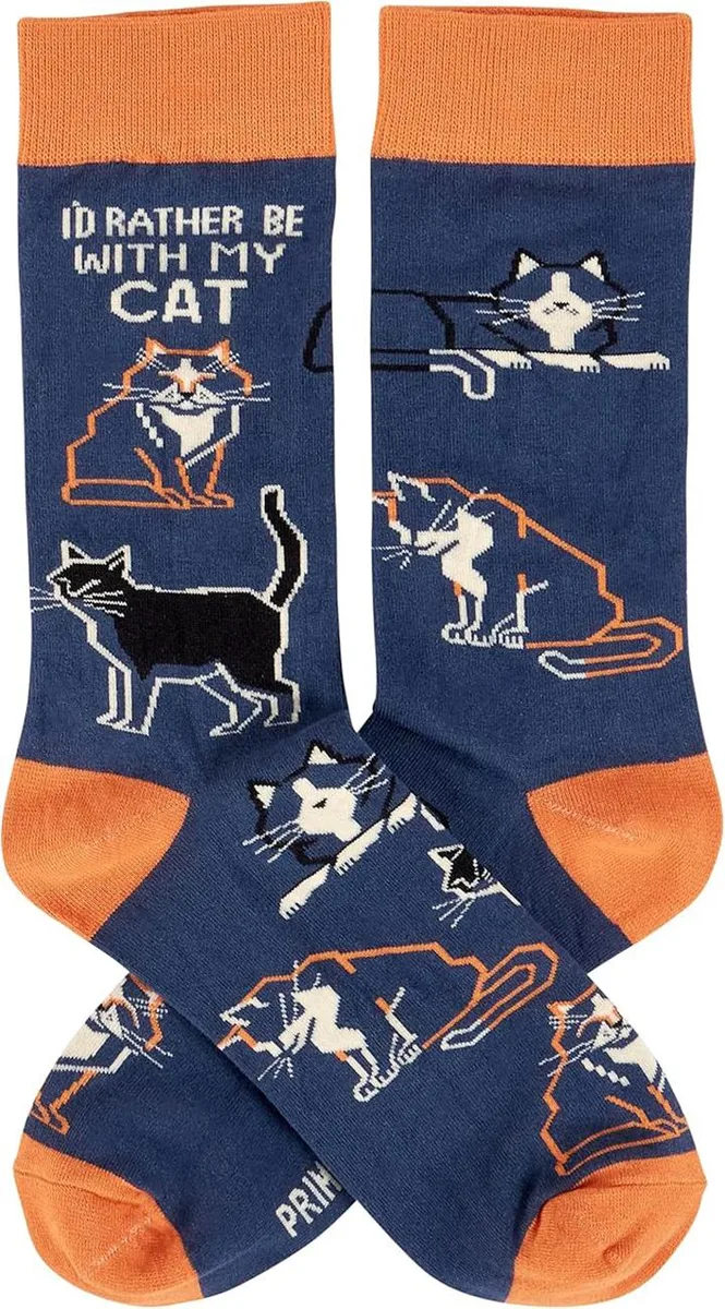 Primitives By Kathy Primitives By Kathy "I'd Rather Be With My Cat" Socks — product photo