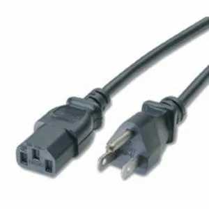 Black 6 ft power cord with moulded NEMA 5-15P plug and female connector, heavy-duty 14 AWG, UL listed