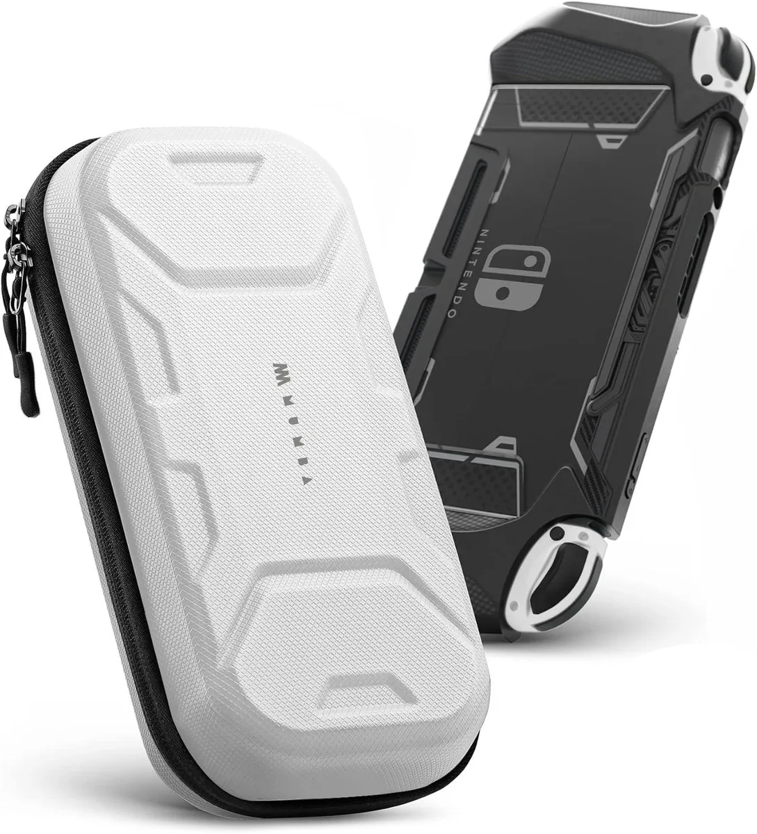 White EVA hard-shell carrying case with wrist strap for Nintendo Switch OLED