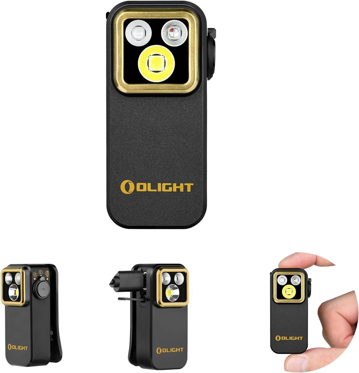 Small black rectangular clip-on flashlight, 57 by 28 by 27 mm, magnetic base, USB-C port
