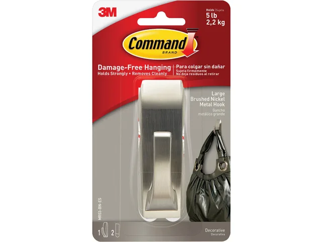 3M 3M MR03BNES Brushed Nickel Hook 5 lbs 1 Hook 1 Strip — product photo
