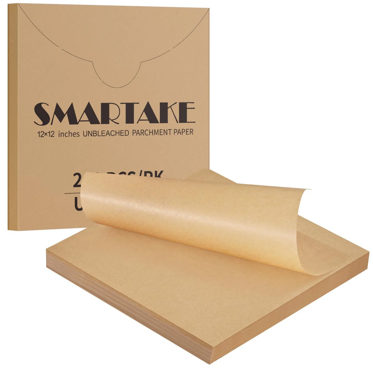 Square unbleached parchment sheets in a box, 200 count