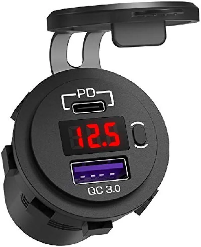 iworkmart iworkmart 12V USB-C Car Charger PD 30W QC 18W Button Switch 23.7in Wire — product photo