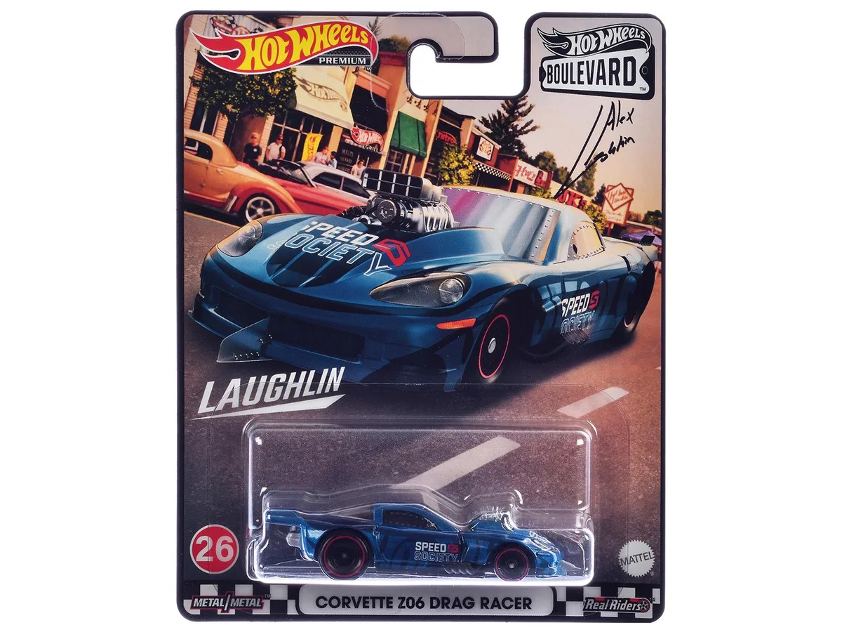 Hot Wheels Hot Wheels Chevrolet Corvette Z06 Drag Racer "Speed Society" Blue Metallic Boulevard Hobby Collectible — product photo