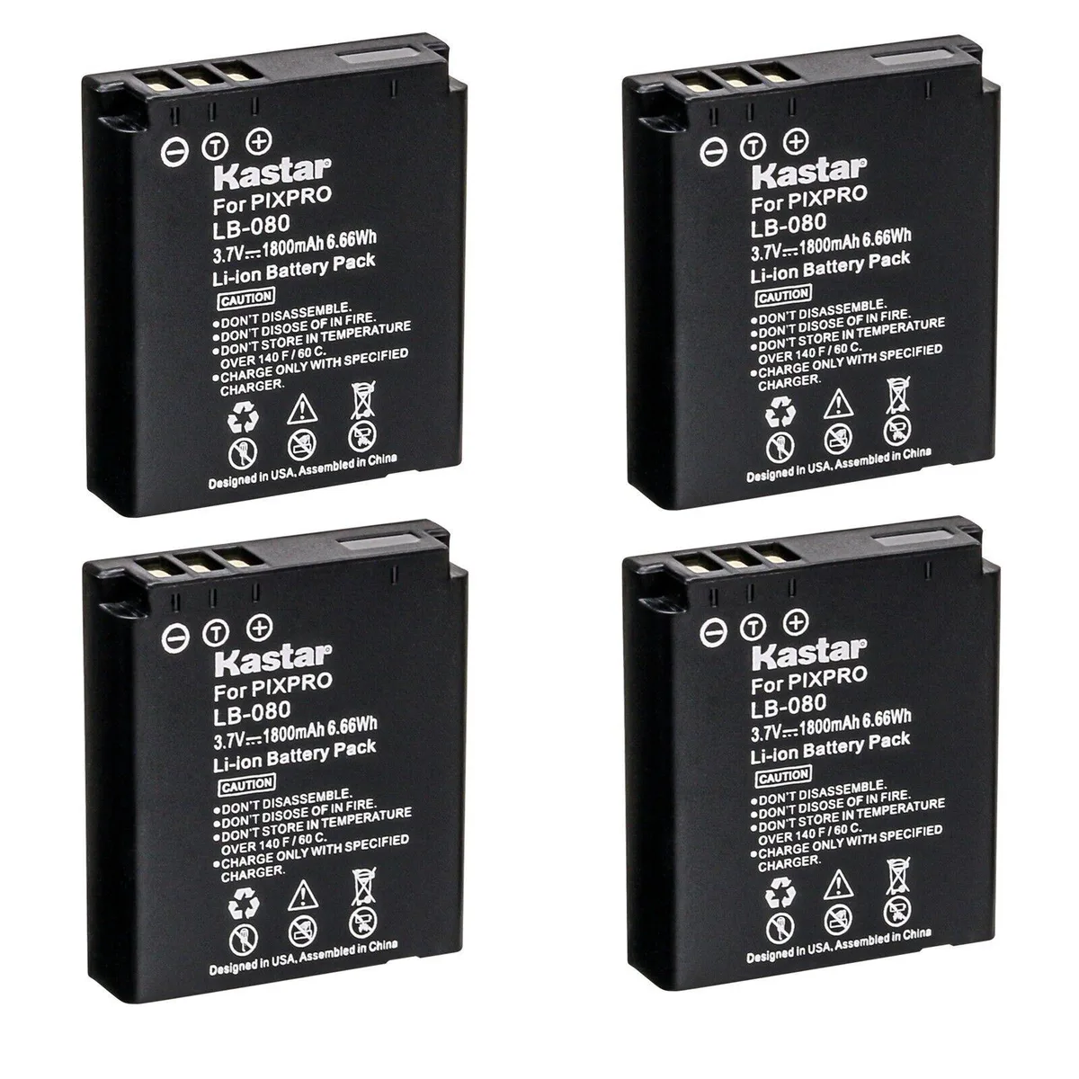 Kastar Kastar 4-Pack LB-080 Battery 3.7V 1800mAh 6.6Wh — product photo