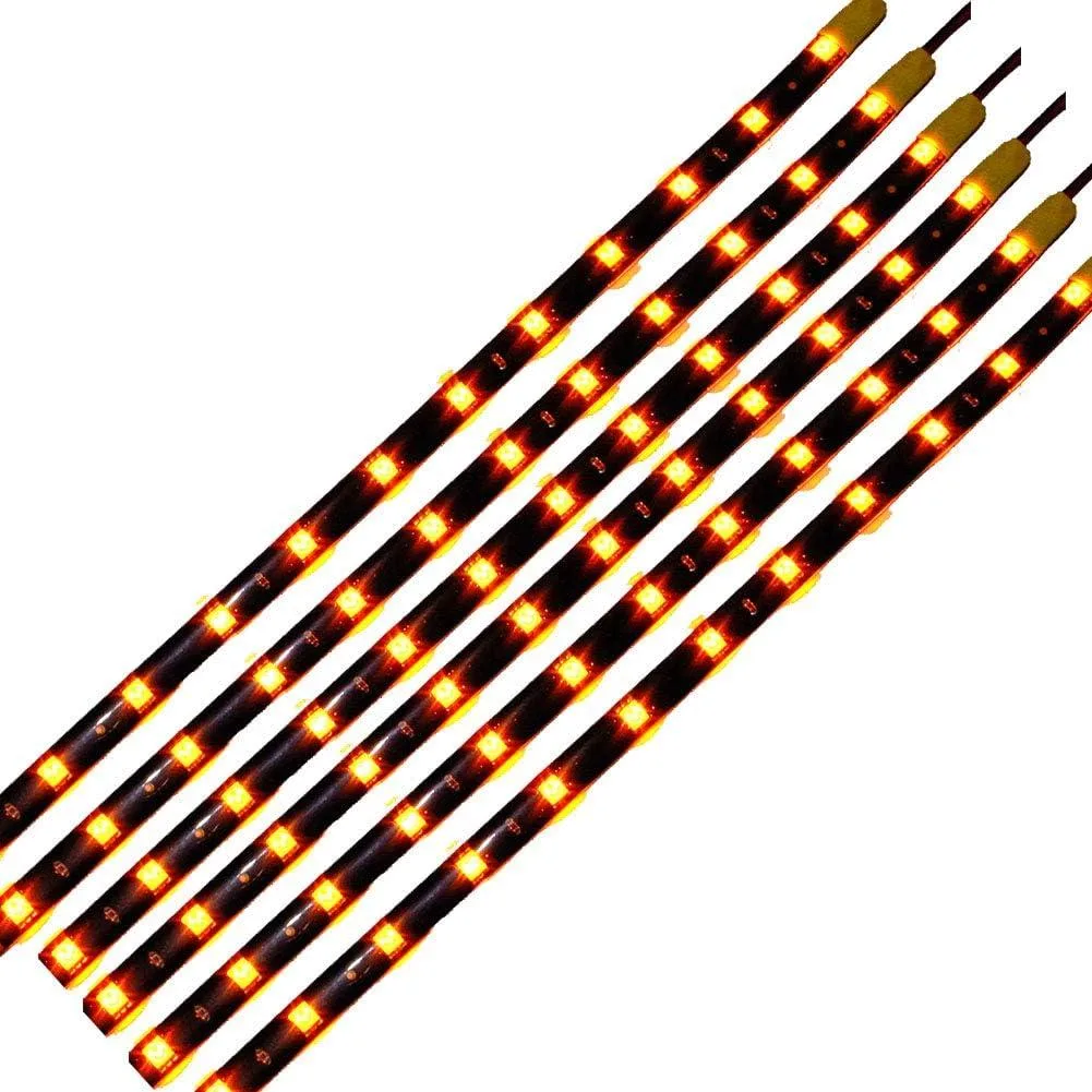 BFKK BFKK 12V Waterproof 12 LED Strip Amber Yellow Pack of 6 — product photo