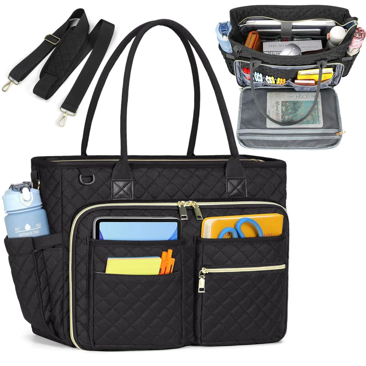 GSM Outdoors GSM Outdoors 2 in 1 Accessory Teacher Tote 17.3 inch Black — product photo