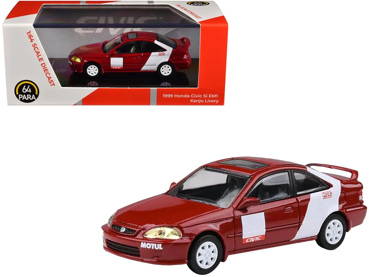 Paragon Paragon 1999 Honda Civic Si EM1 Kanjo Livery 1/64 Diecast — product photo