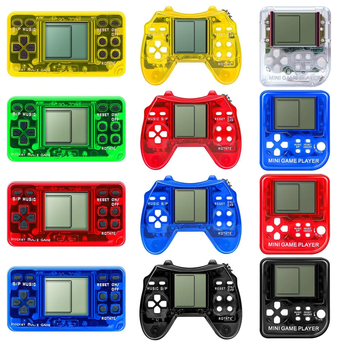  SSRMX 12pcs Arcade Video Game Keychain Keyholder 26 Games 99 Levels Multicolor — product photo