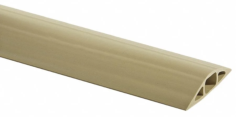 Beige PVC cable protector, 25 ft roll, one channel, smooth finish