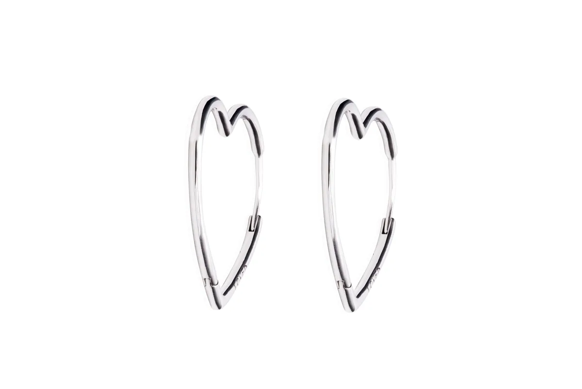 PANDORA PANDORA Asymmetric Hearts of Love Small Hoops Earrings Sterling Silver 925 — product photo
