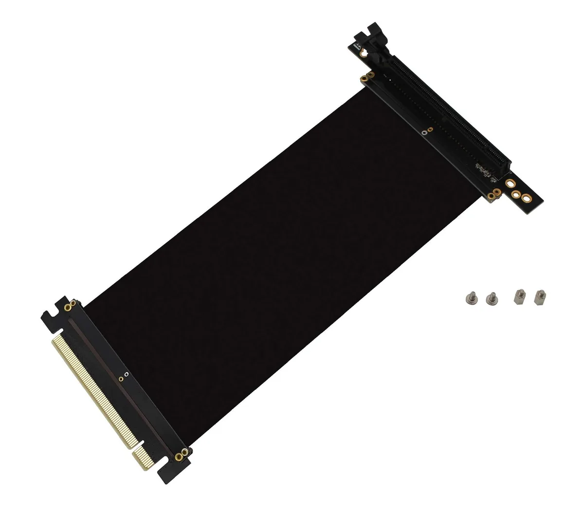 Flat 20 cm PCIe x16 riser cable with 90 degree connector, foil shielded, gold contacts